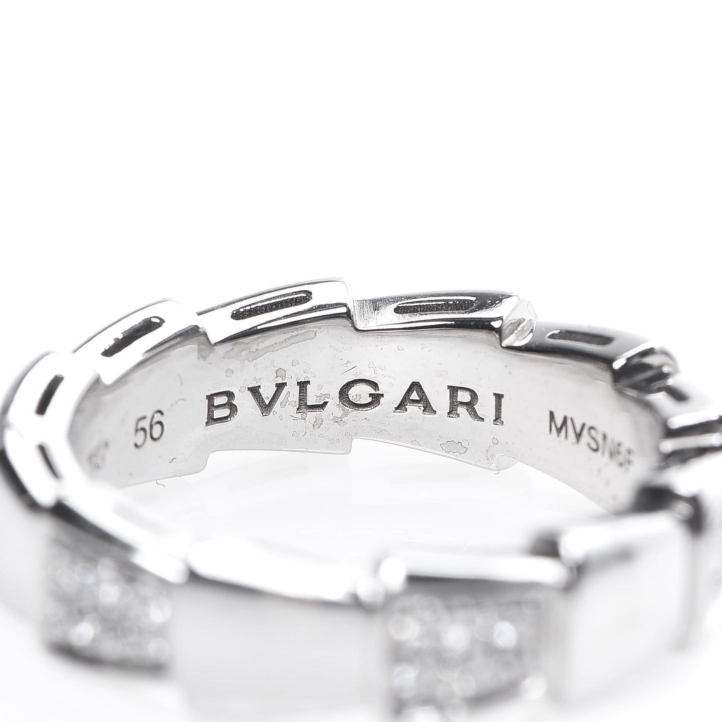18K White Gold Diamond Serpenti Band Ring 56 7.5