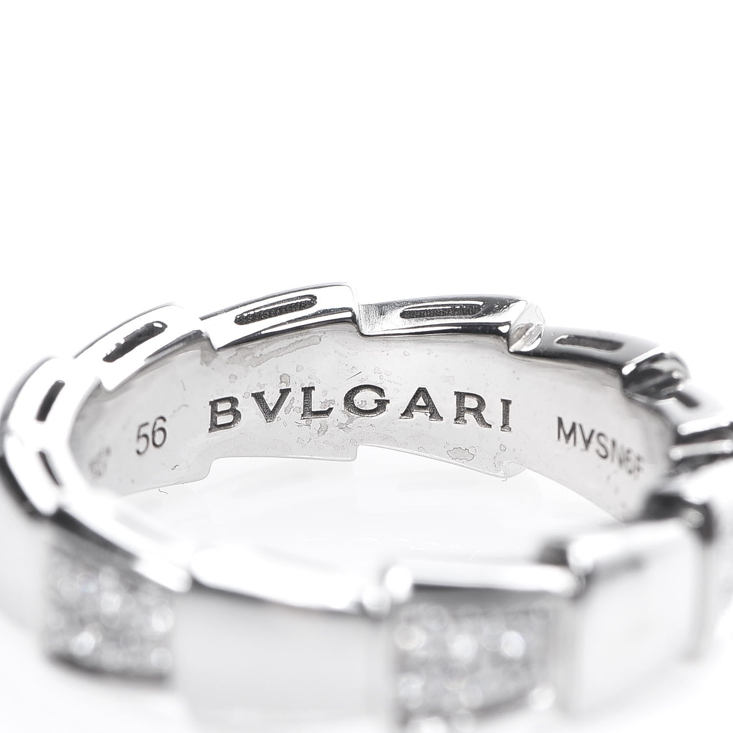 Bulgari 18K White Gold Diamond Serpenti Band Ring 56 7.5 3 of 6