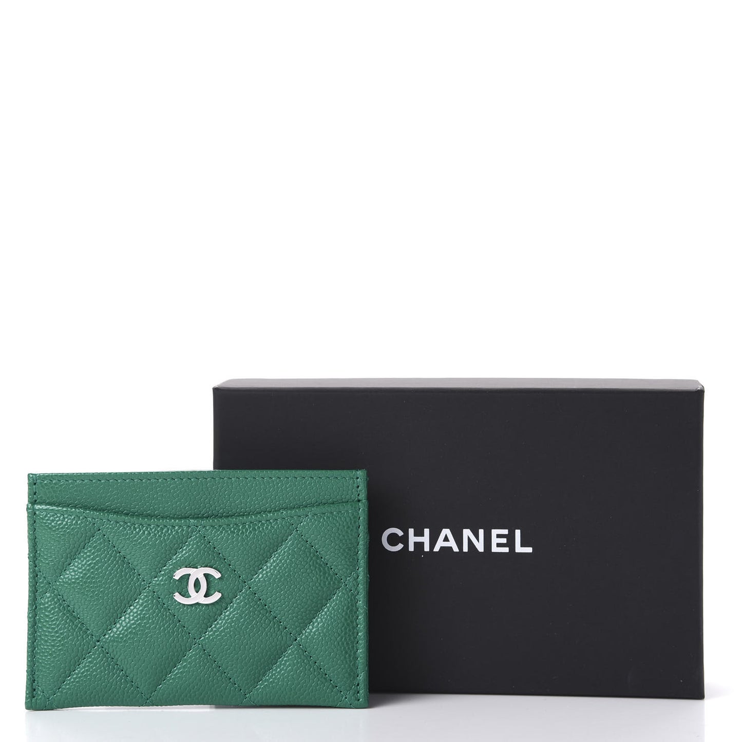 Caviar Quilted Card Holder Green