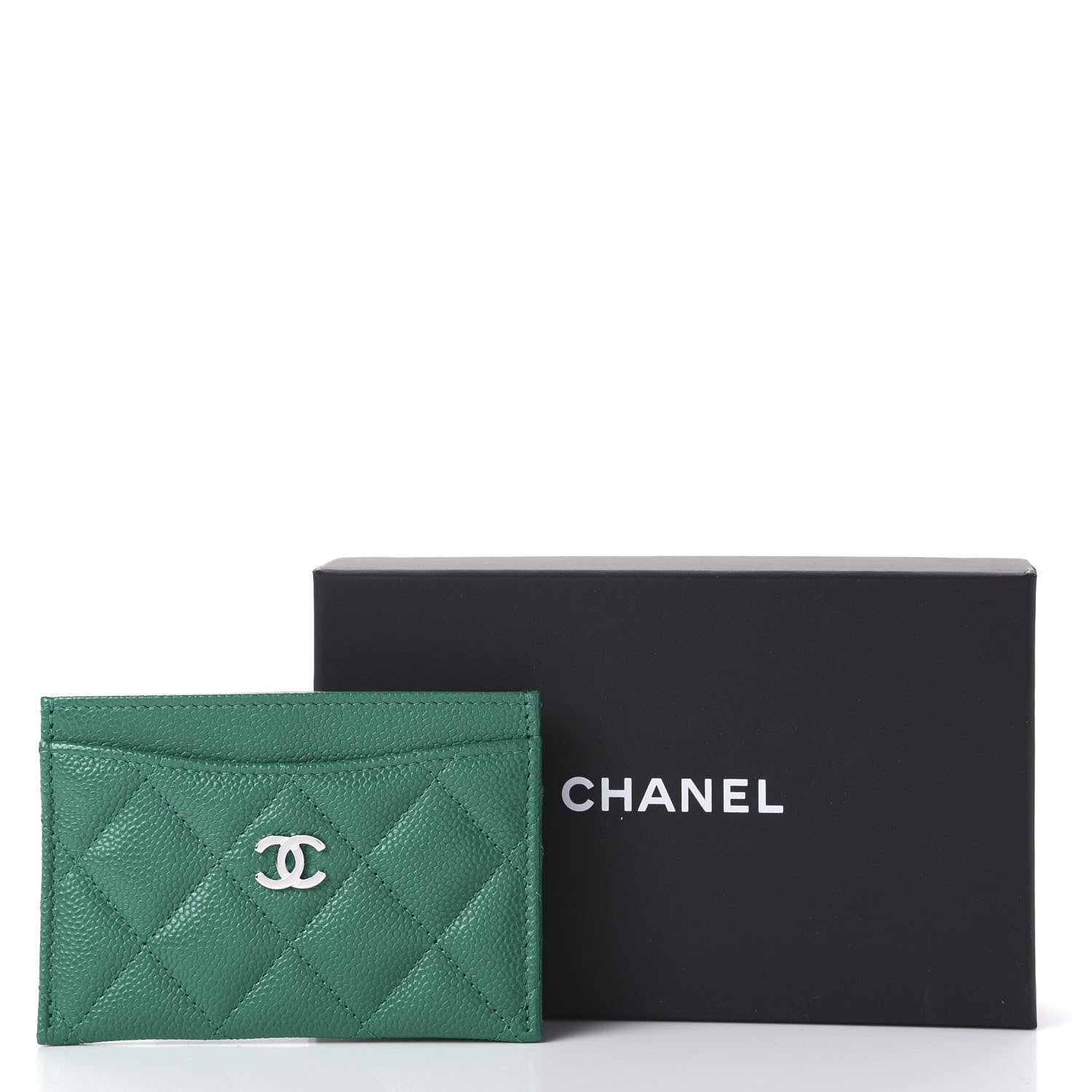 Chanel Caviar Quilted Card Holder Green 10 of 10