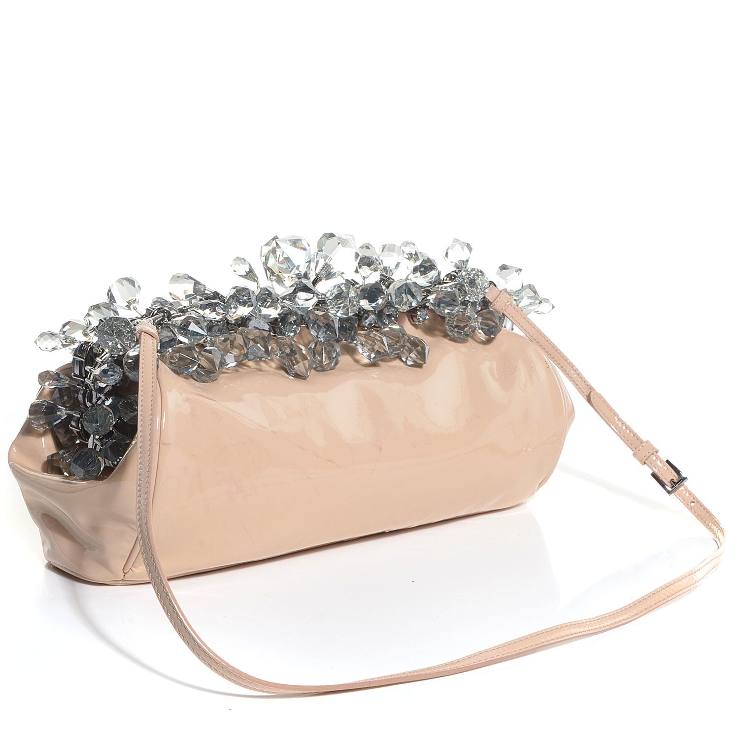 Prada Vernice Crystal Encrusted Clutch Cipria 4 of 10