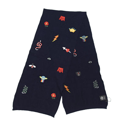 Gucci Wool Embroidered New Mix Scarf Midnight Blue 3 of 5