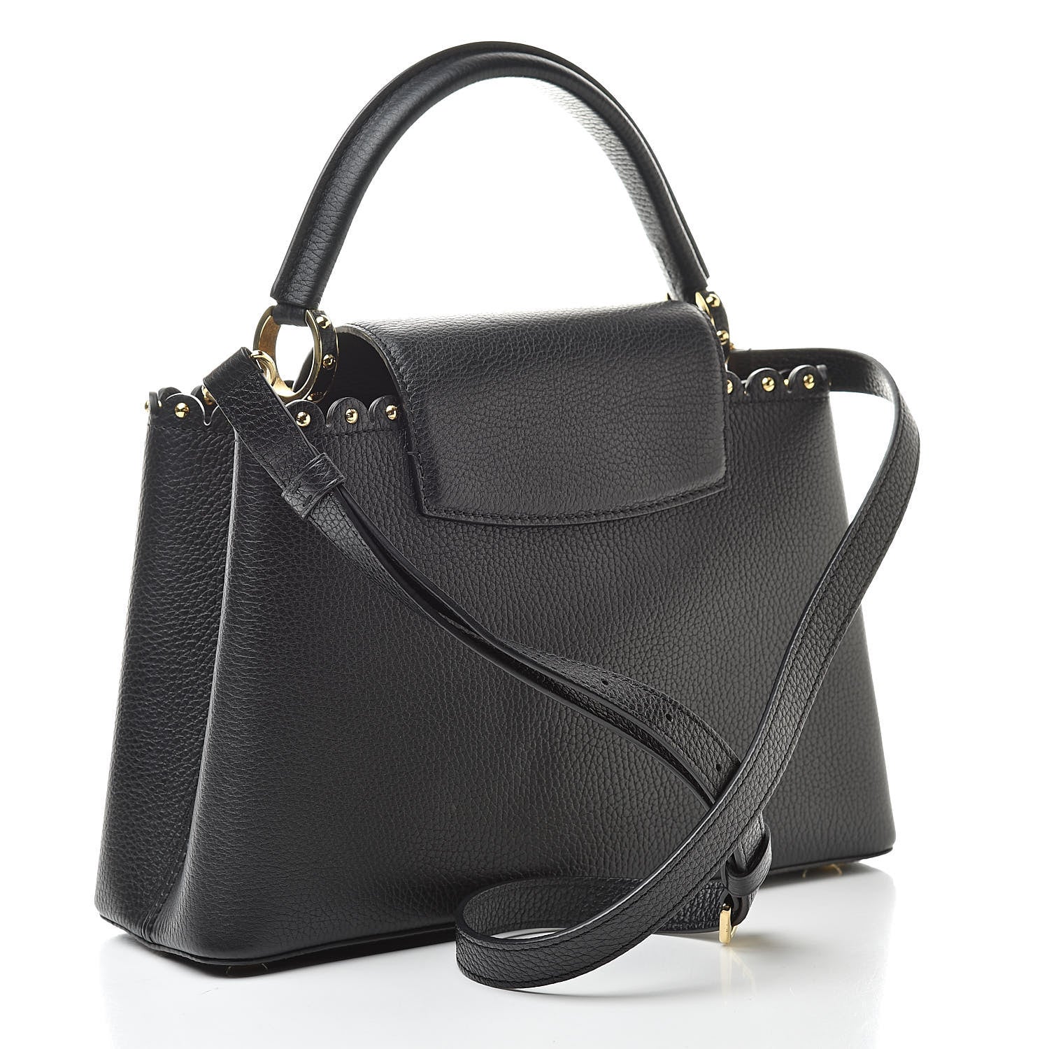 Louis Vuitton Taurillon Studded Capucines PM Black 3 of 9