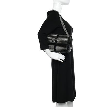 Christian Louboutin Nappa Patent Spikes Small Sweety Charity Crossbody Bag Black Silver 3 of 13