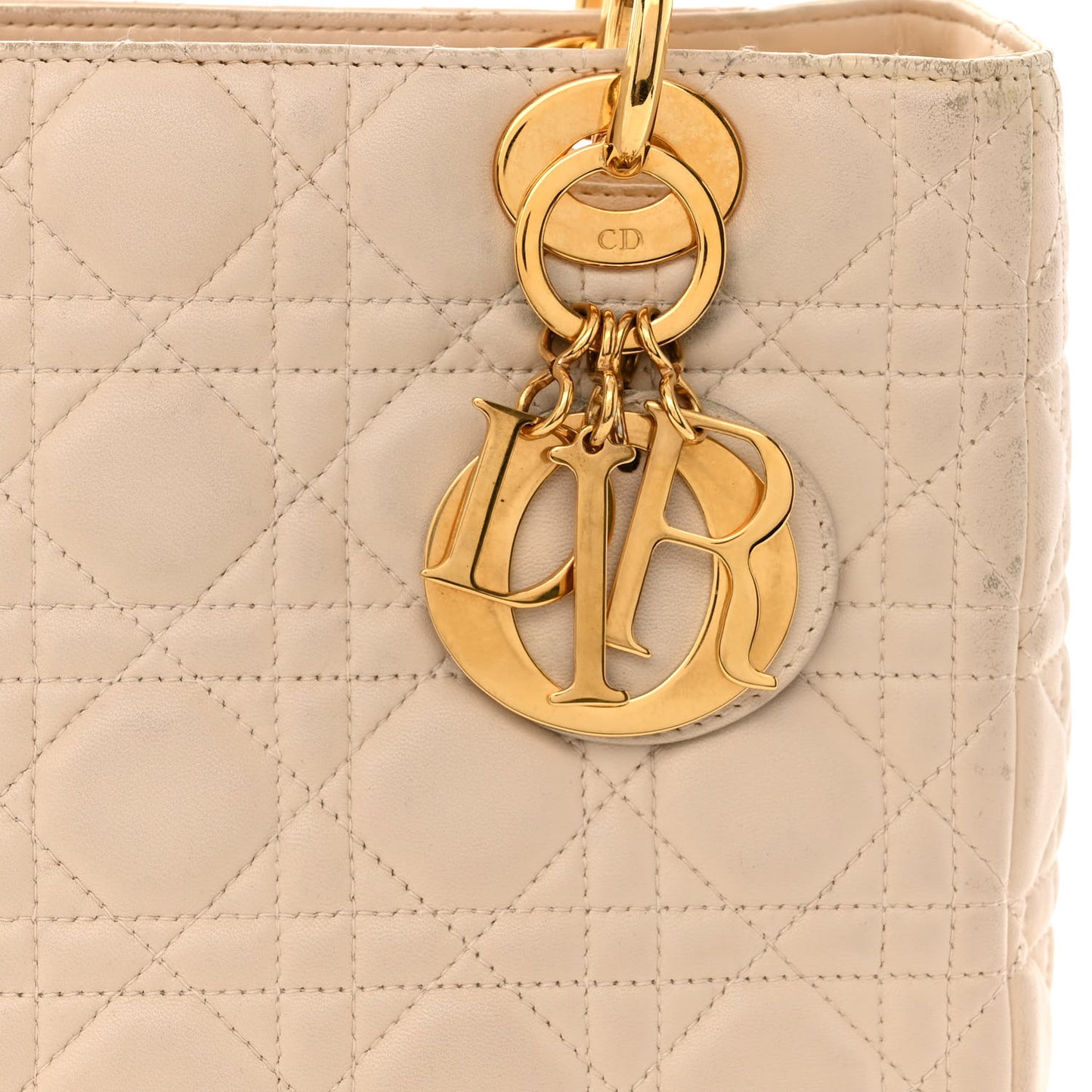 Lambskin Cannage Medium Lady Dior Beige