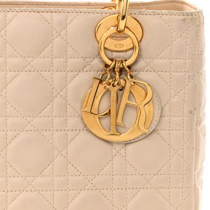 Christian Dior Lambskin Cannage Medium Lady Dior Beige 8 of 22