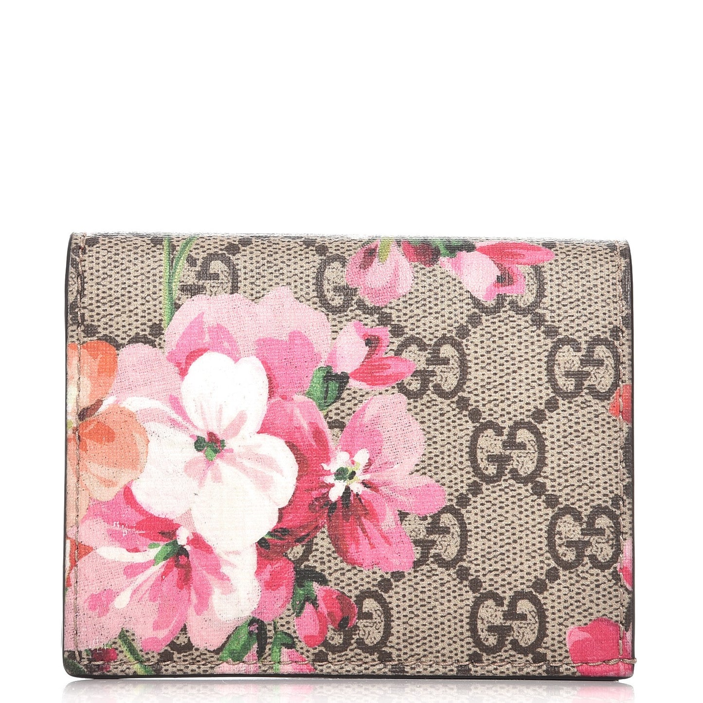 GG Supreme Monogram Blooms Card Case Beige Multicolor Dry Rose