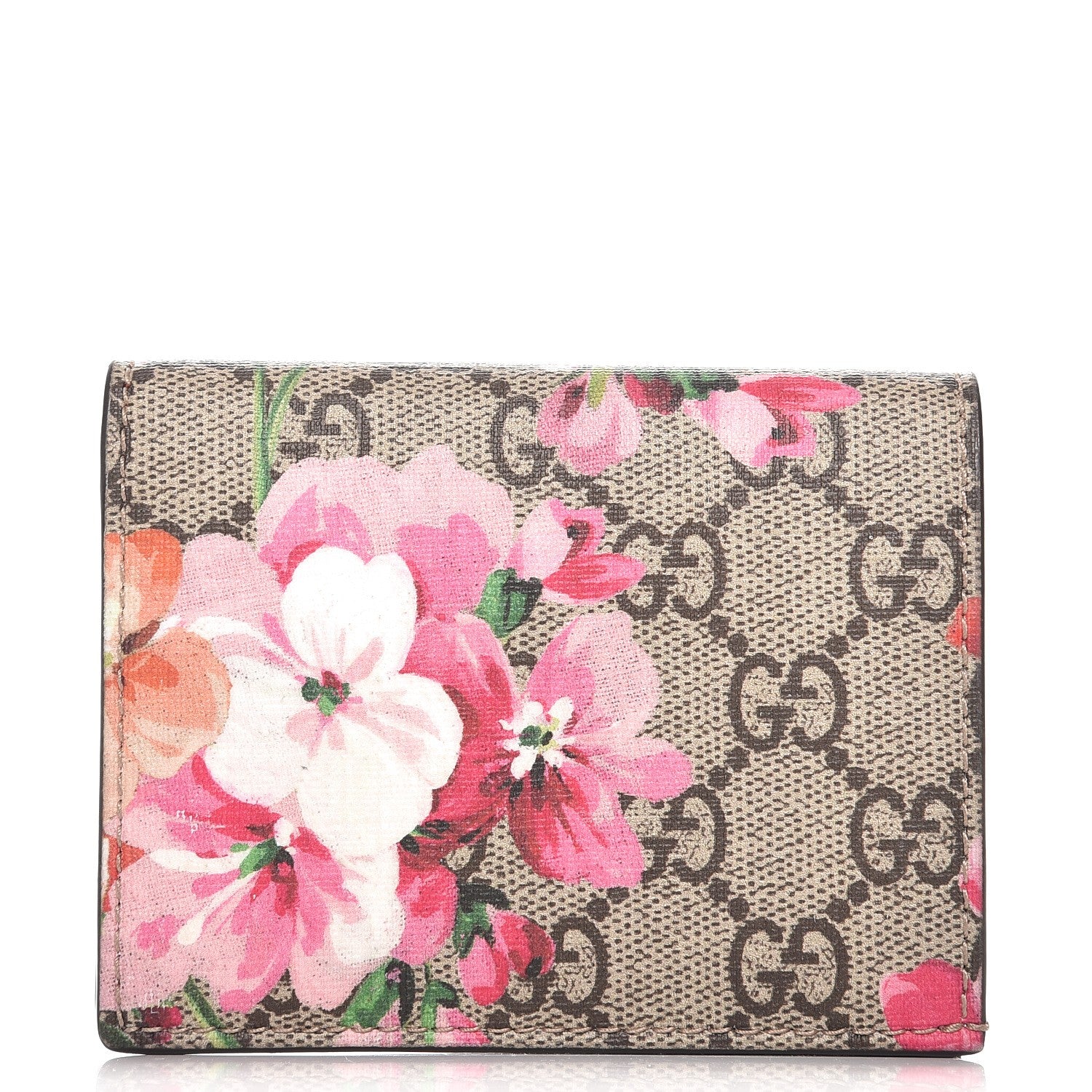 Gucci GG Supreme Monogram Blooms Card Case Beige Multicolor Dry Rose 1 of 7