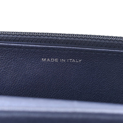 Chanel Metallic Sheepskin Chevron Quilted Vintage Mademoiselle Wallet On Chain WOC Navy 7 of 15