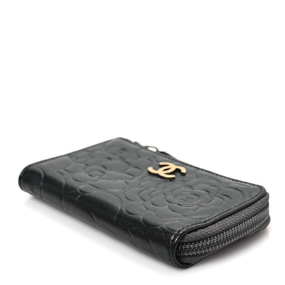 Chanel Lambskin Camellia Embossed Key Holder Case Black 8 of 8