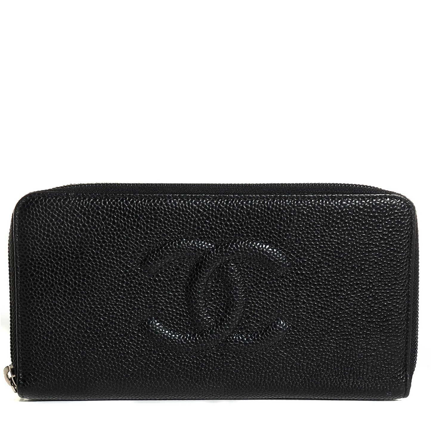 Caviar Large Timeless CC Zip Around Wallet Black