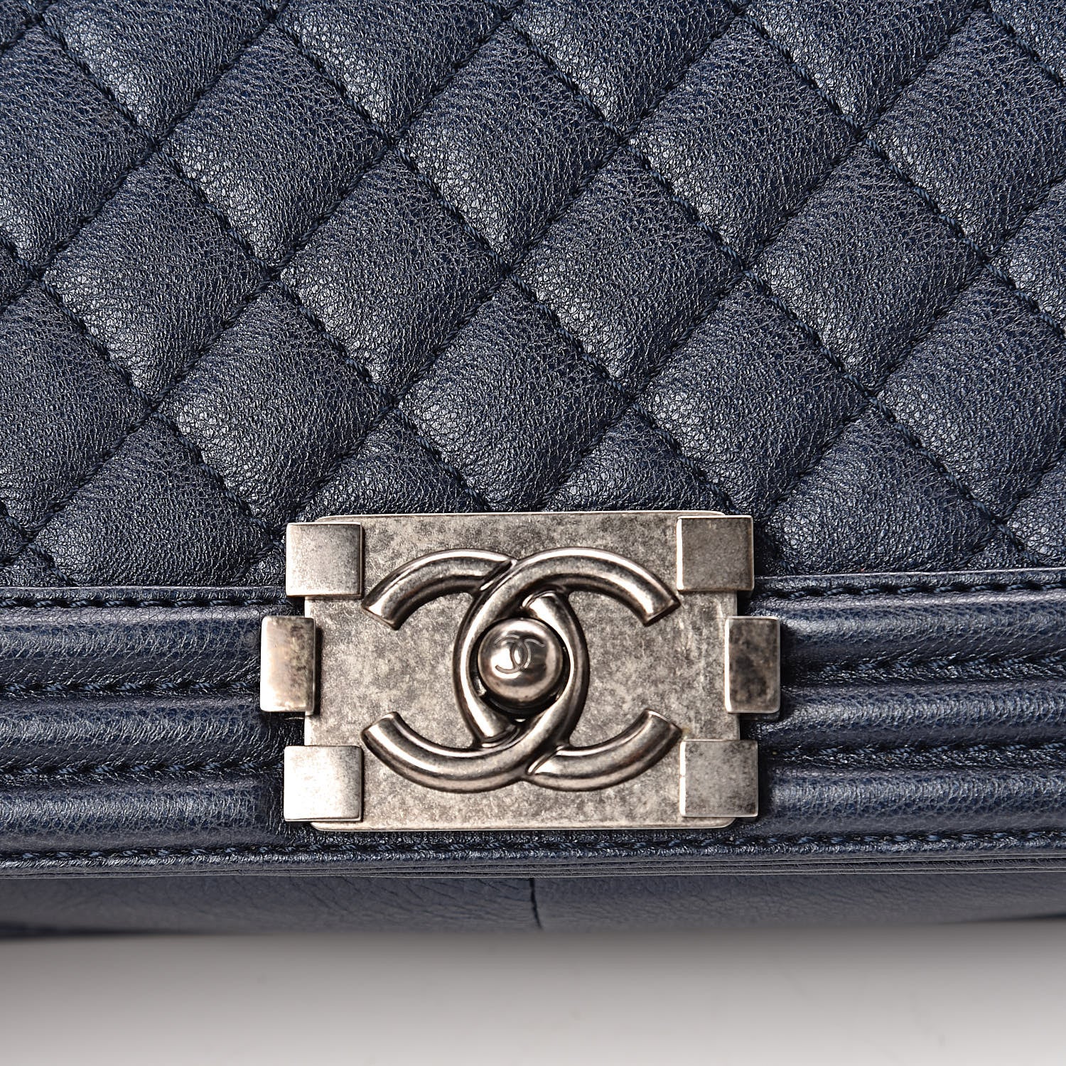 Chanel Calfskin Quilted Medium Boy Flap Dark Navy 10 of 10