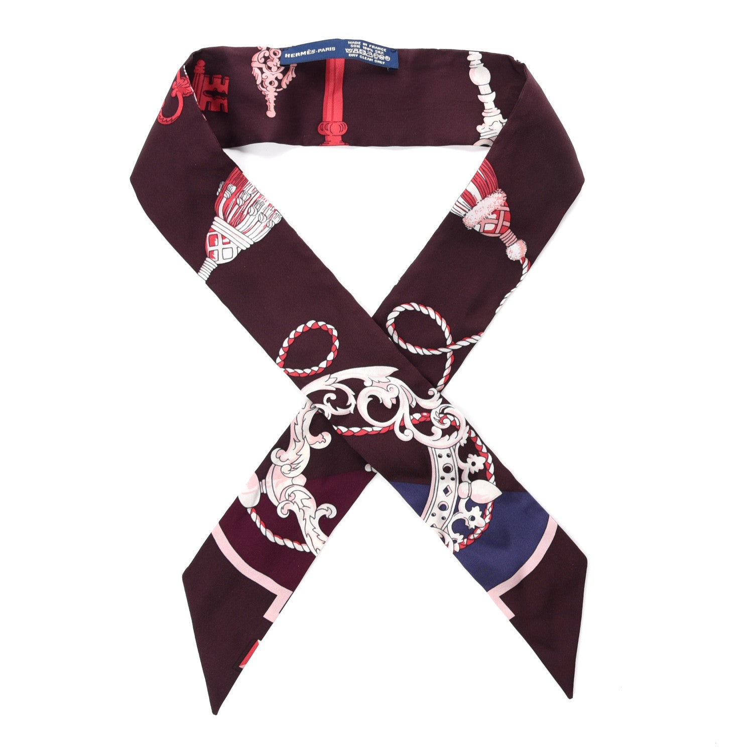 Hermes Silk Les Cles Twilly Bordeaux 1 of 2