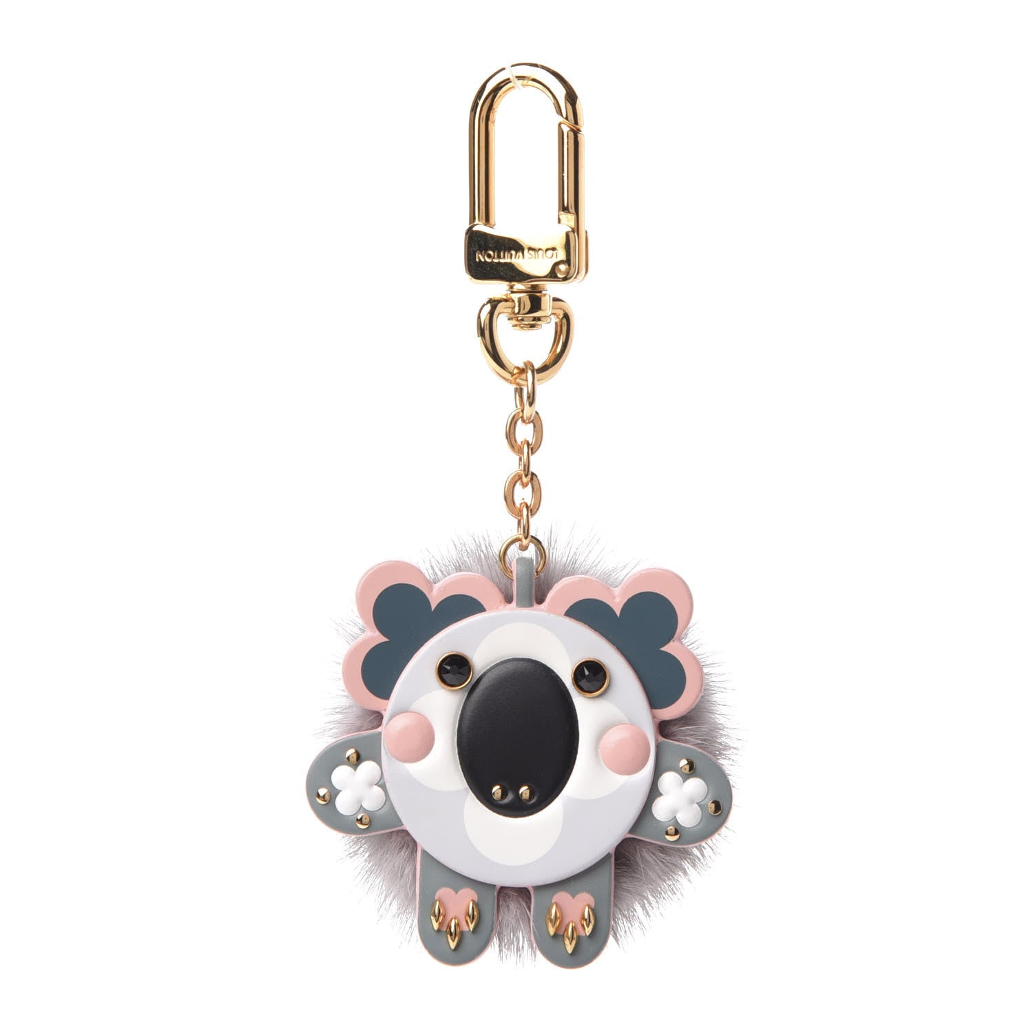 Louis Vuitton Calfskin Mink Fur Wild Koala Bag Charm Key Holder Rose Clair 1 of 5