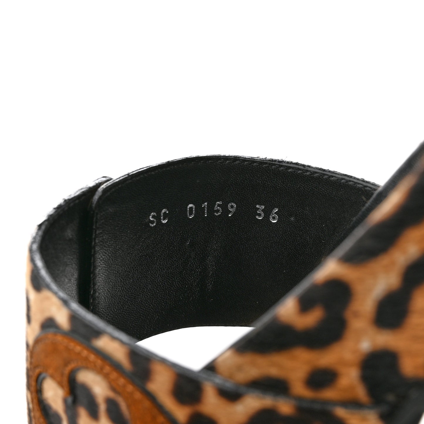Calfskin Pony Hair Leopard Bom Dia Mule Sandals 36 Cognac Brown