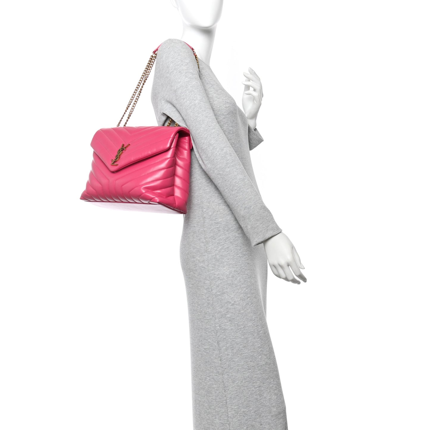 Calfskin Y Quilted Monogram Medium Loulou Chain Satchel Freesia