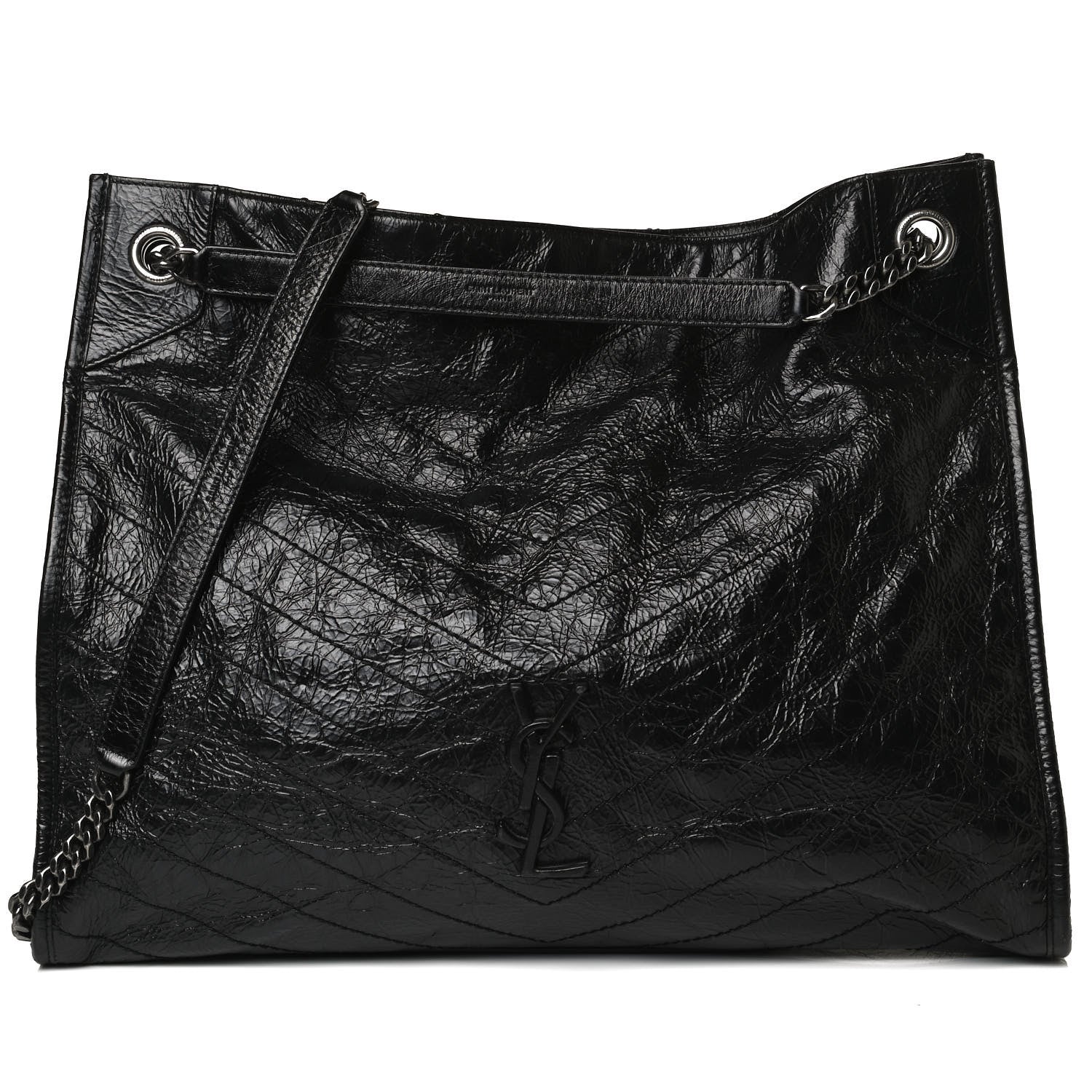 Saint Laurent Crinkled Calfskin Matelasse Monogram Niki Shoulder Bag Black 8 of 17