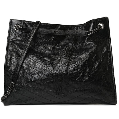 Saint Laurent Crinkled Calfskin Matelasse Monogram Niki Shoulder Bag Black 8 of 17