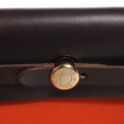 Hermes Toile Herbag PM 30 Orange and Red 6 of 10