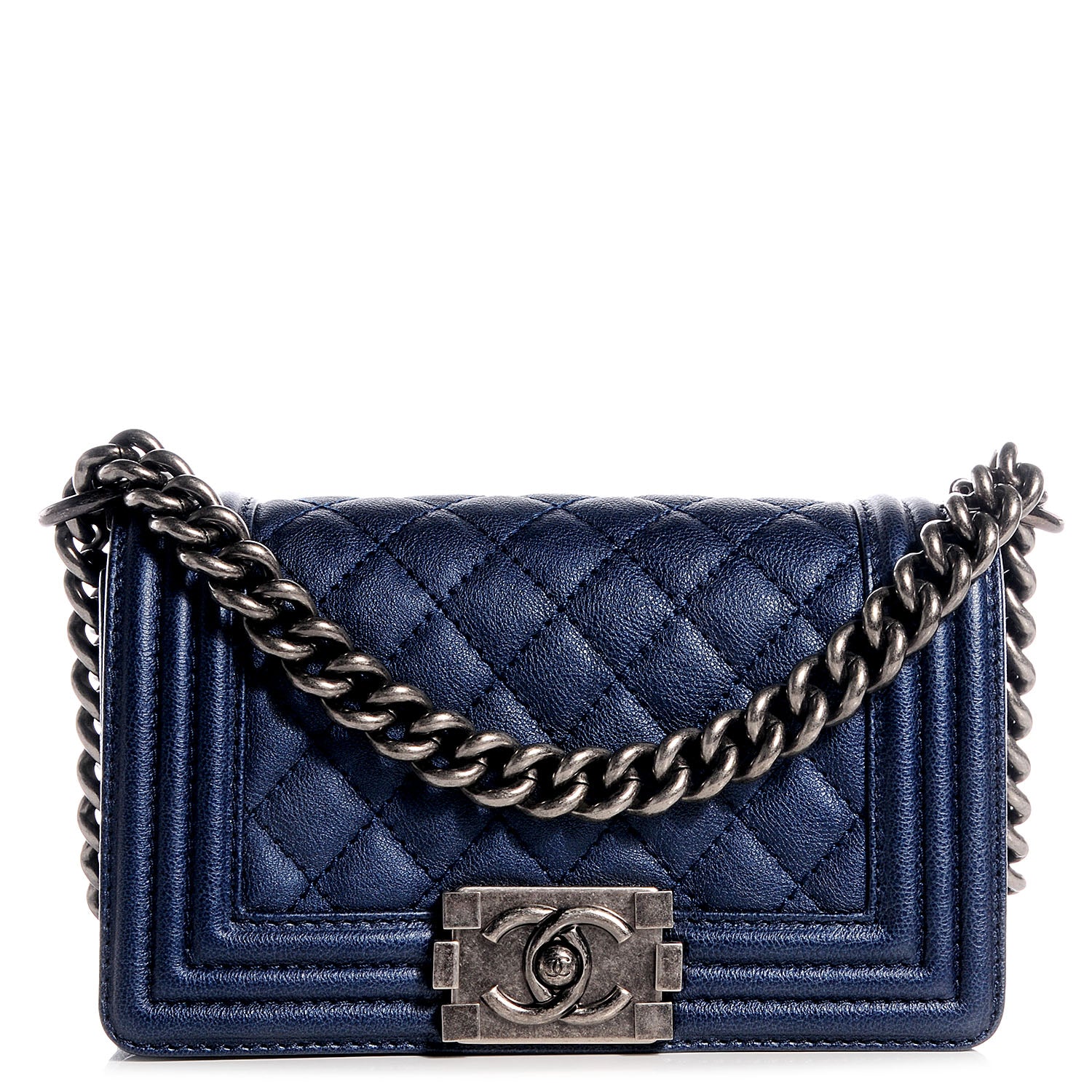 Chanel Calfskin Quilted Small Boy Flap Blue 1 of 9