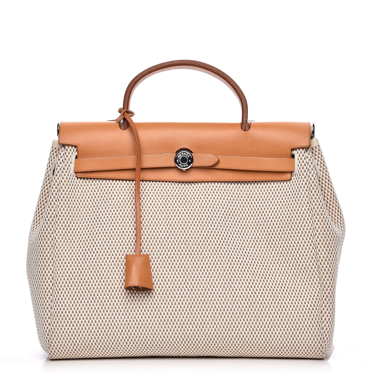 Toile Vache Calfskin Herbag 30 PM Black Natural