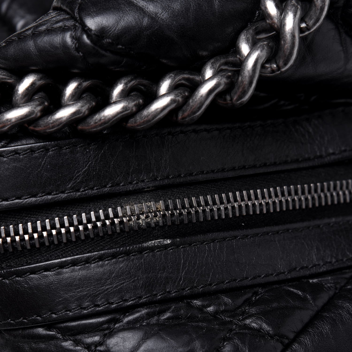 Chanel Aged Calfskin Quilted Large Secret Tag Bowling Bag Black 27 of 27