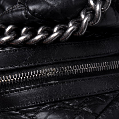 Chanel Aged Calfskin Quilted Large Secret Tag Bowling Bag Black 27 of 27