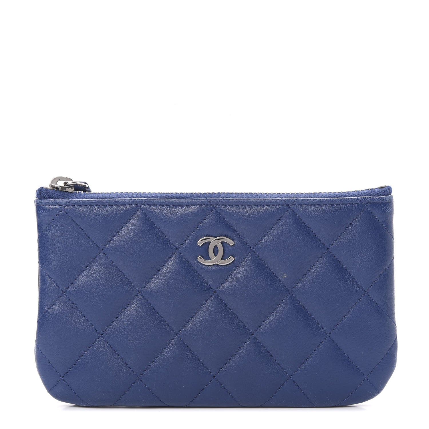 Chanel Lambskin Quilted Small Cosmetic Case Navy 1 of 10
