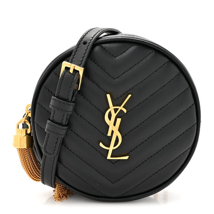 Saint Laurent Calfskin Matelasse Chevron Quilted Baby Round Vinyle Belt Bag Black 1 of 10