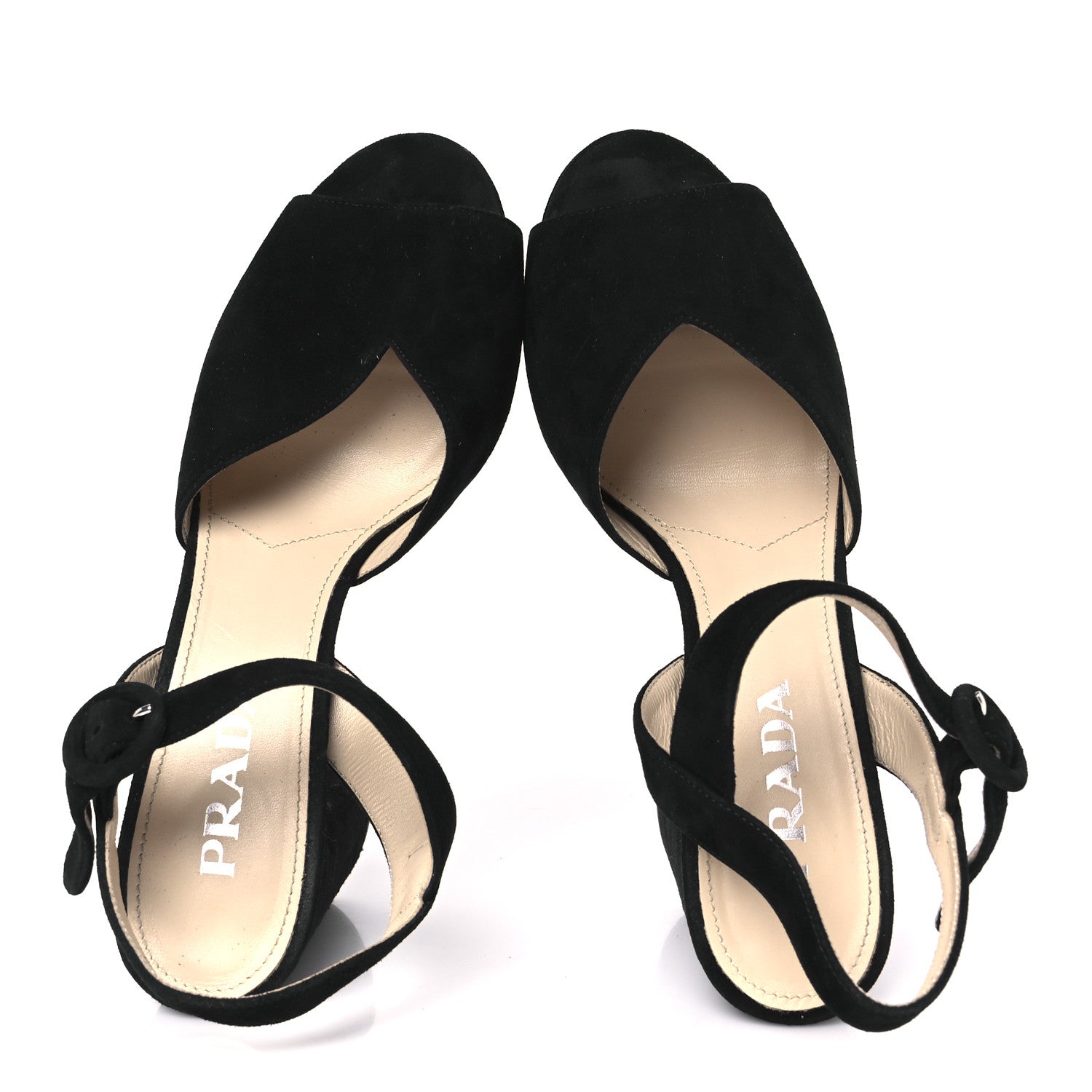 Prada Camoscio Crisscross Platform 95mm Sandals 38.5 Black 2 of 10