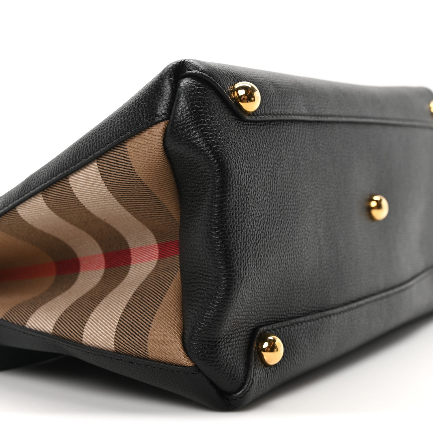 Burberry Derby Calfskin House Check Medium Banner Tote Black 8 of 9