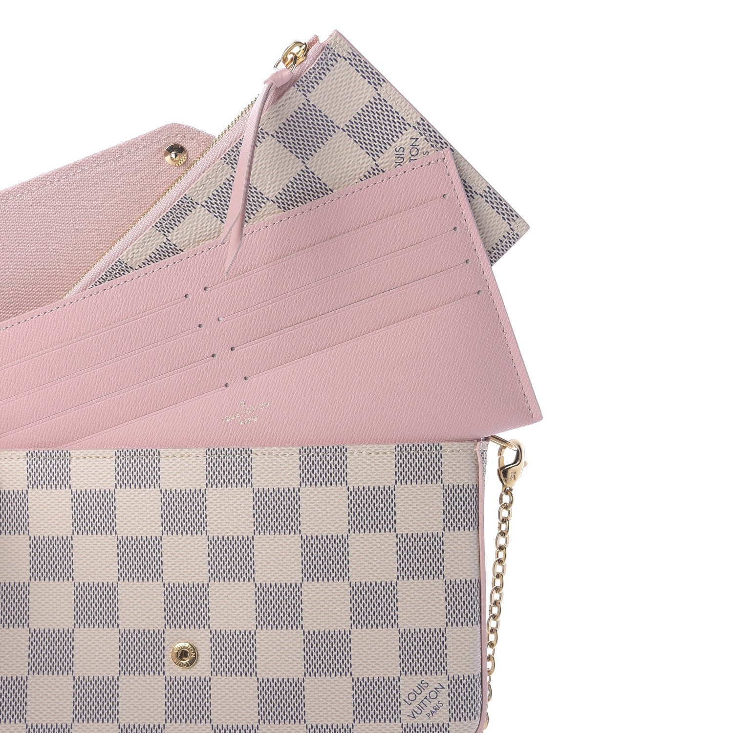 Louis Vuitton Damier Azur Calfskin Pochette Felicie Eau de Rose 2 of 11