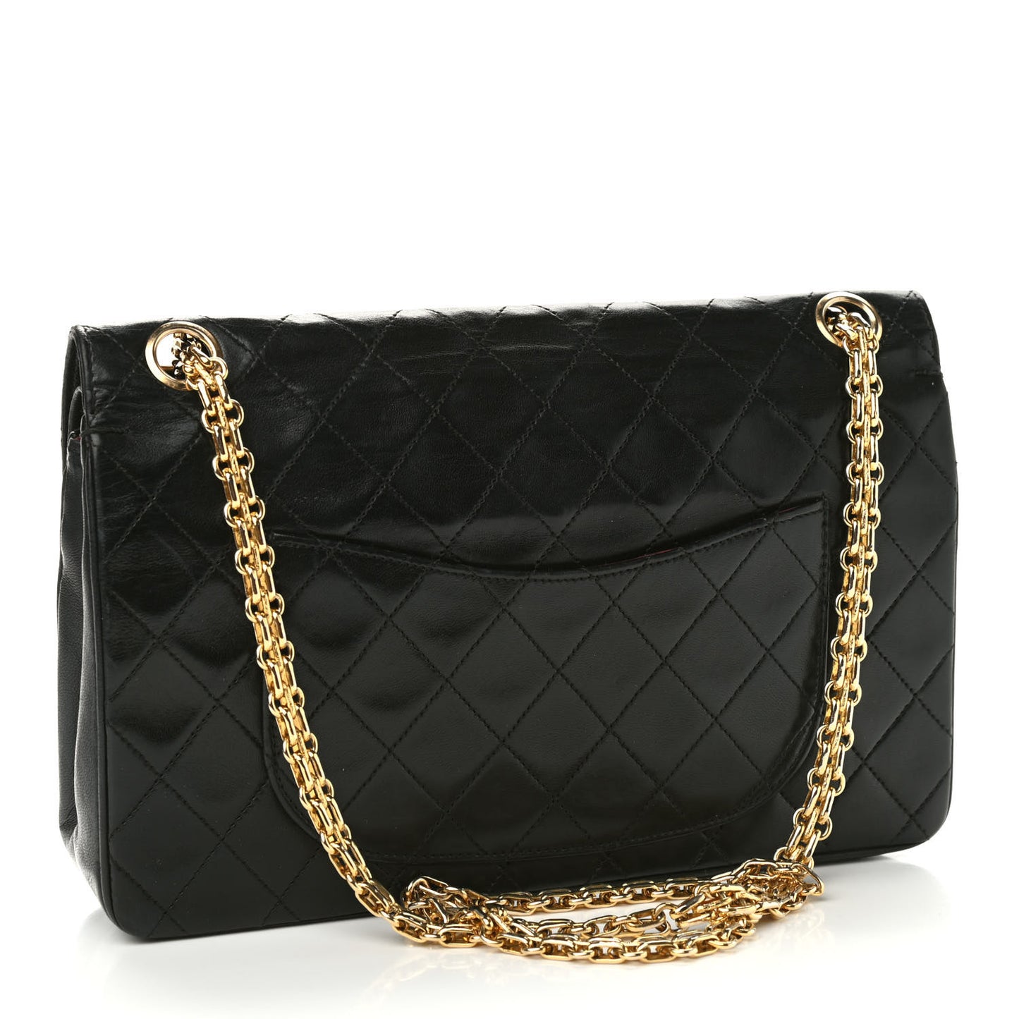 Lambskin Quilted Medium Double Flap Bijoux Chain Black