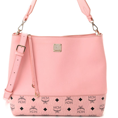 MCM Calfskin Visetos Anni Medium Hobo Bag Soft Pink 17 of 17