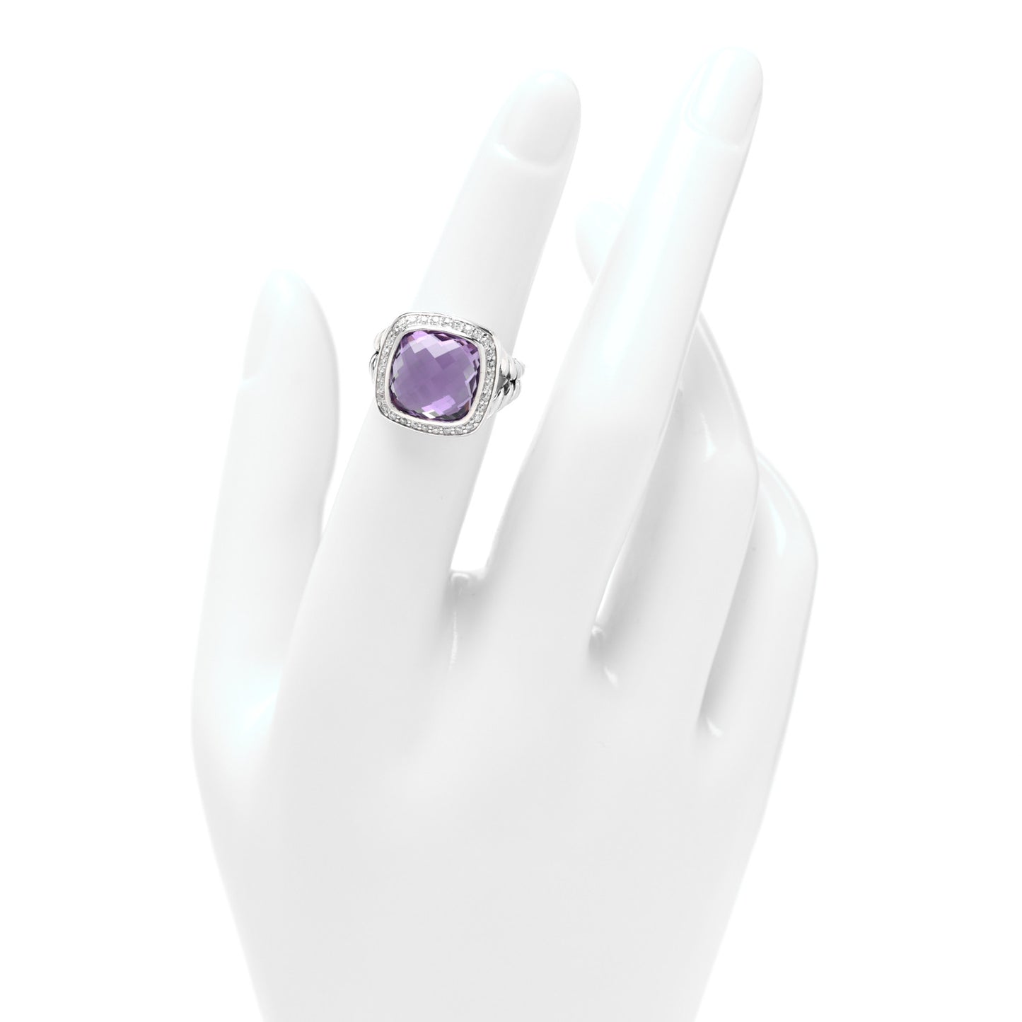 Sterling Silver Diamond Amethyst 11mm Albion Ring 48 4.5
