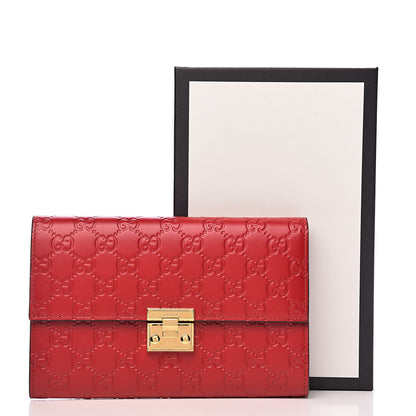 Gucci Guccissima Padlock Clutch Hibiscus Red 10 of 10
