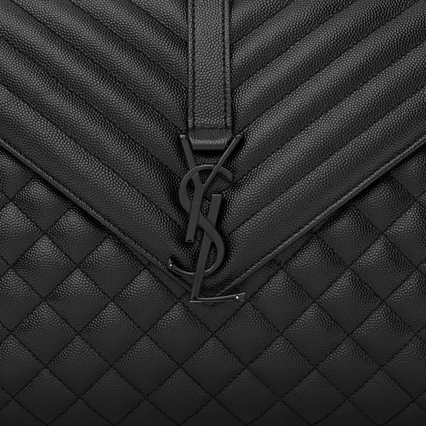 Grain De Poudre Textured Mixed Matelasse Large Triquilt Monogram Monochrome Satchel Black