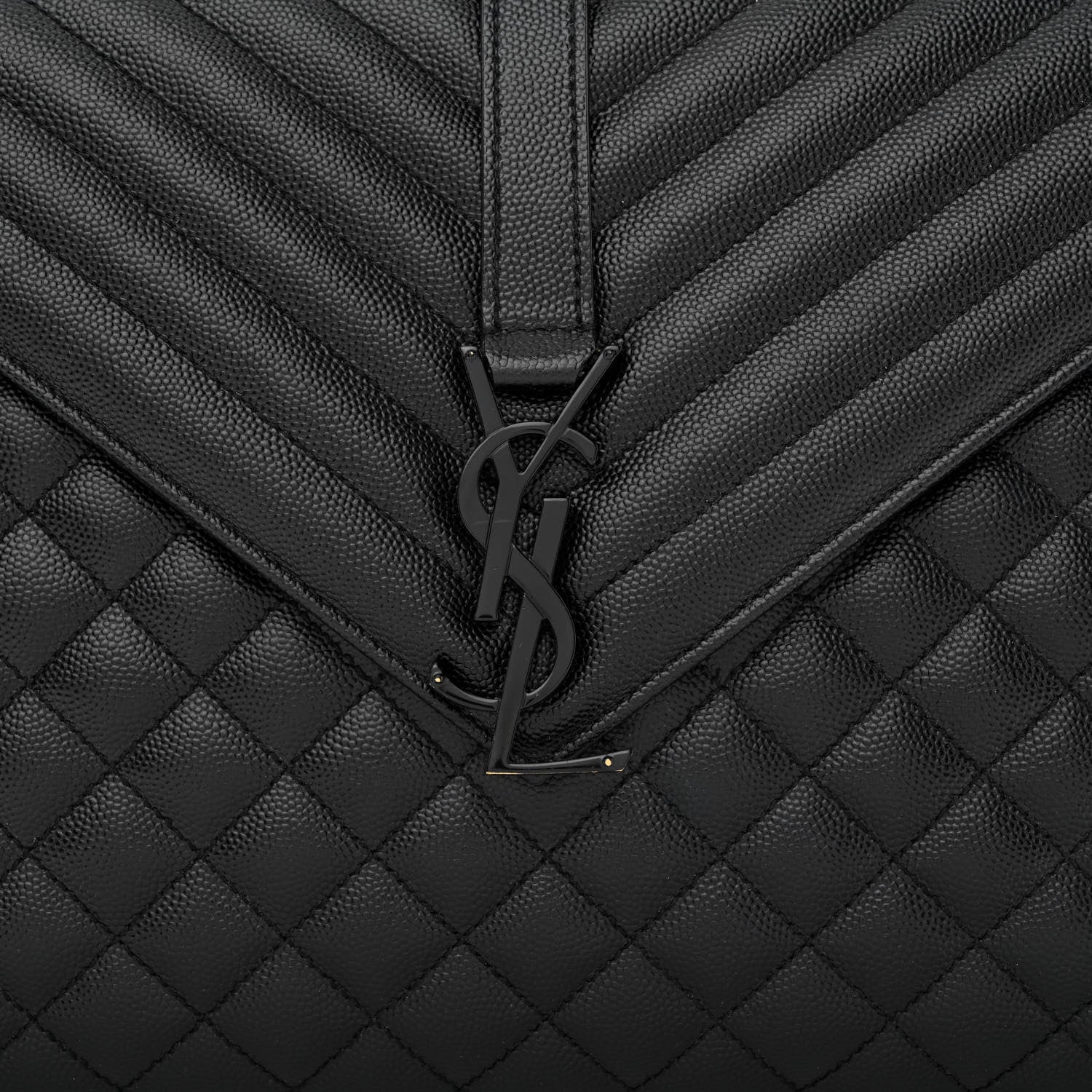 Saint Laurent Grain De Poudre Textured Mixed Matelasse Large Triquilt Monogram Monochrome Satchel Black 9 of 12