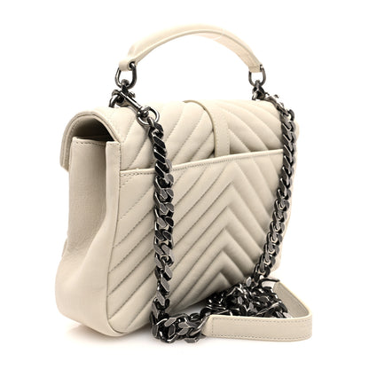 Saint Laurent Sheepskin Matelasse Chevron Monogram Medium College Bag Crema Soft 3 of 9