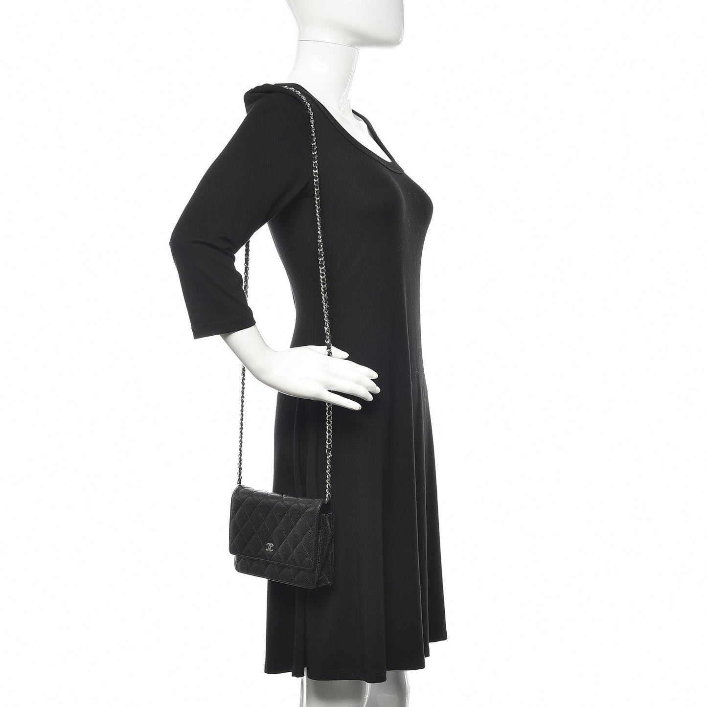 Caviar Quilted Wallet On Chain WOC Black