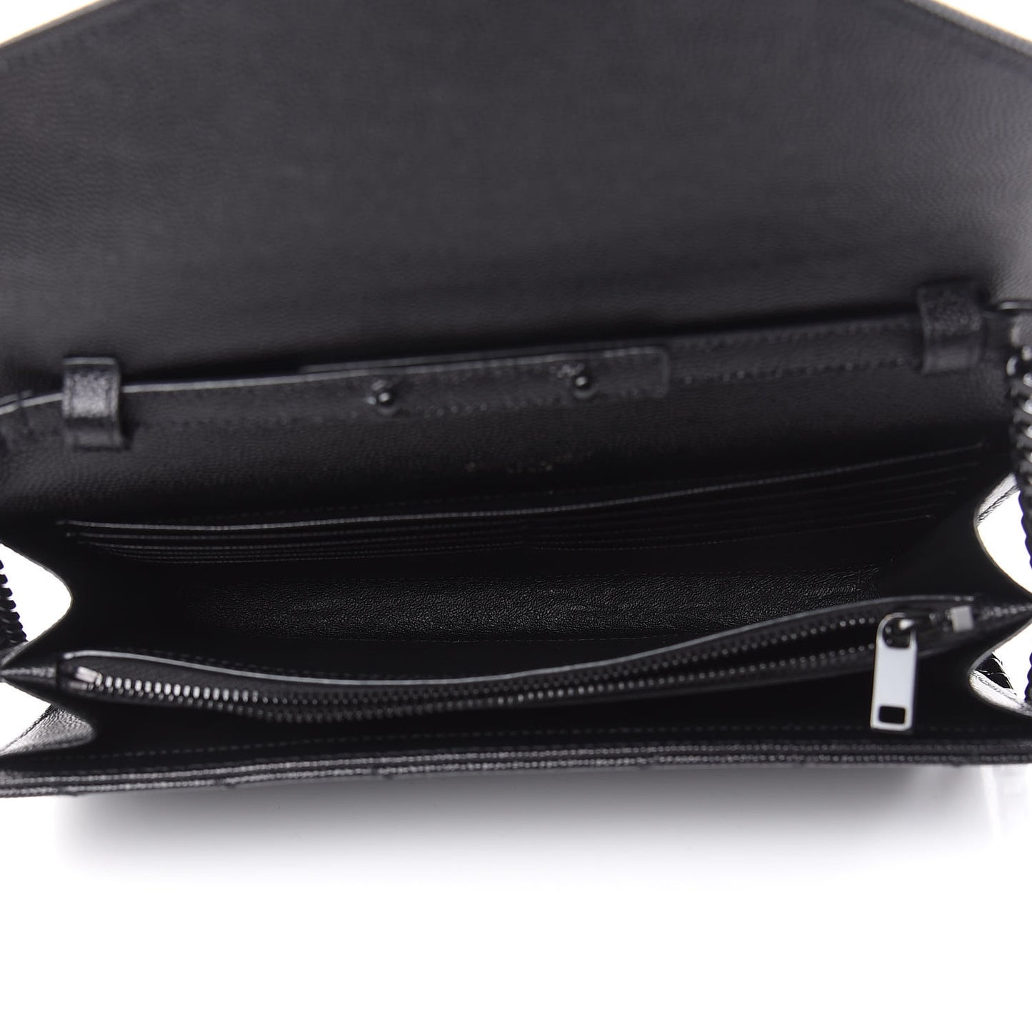 Grain De Poudre Matelasse Chevron Monogram Chain Wallet Black