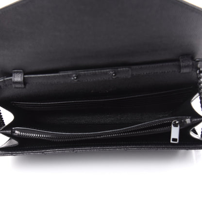 Saint Laurent Grain De Poudre Matelasse Chevron Monogram Chain Wallet Black 5 of 8