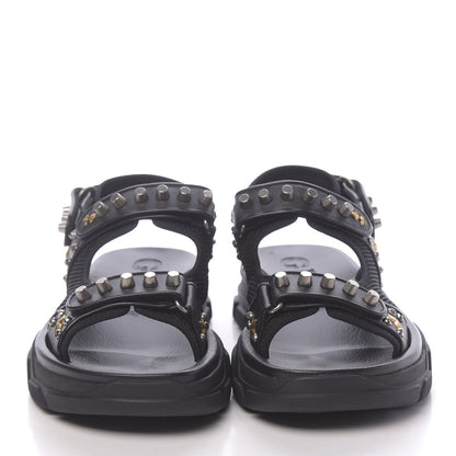 Gucci Nappa Mesh Studded Mens Aguru Sandals 10 Black 2 of 10