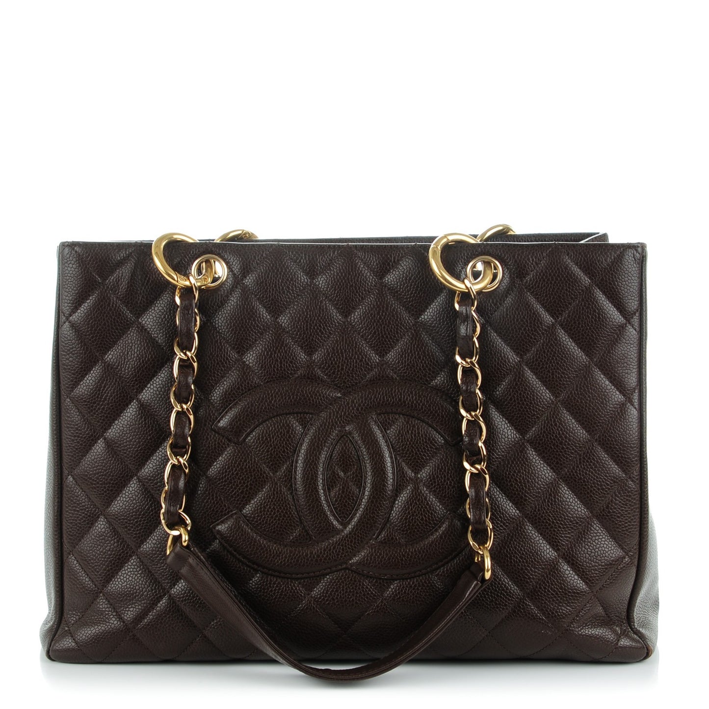 Caviar Quilted Grand Shopping Tote GST Dark Brown