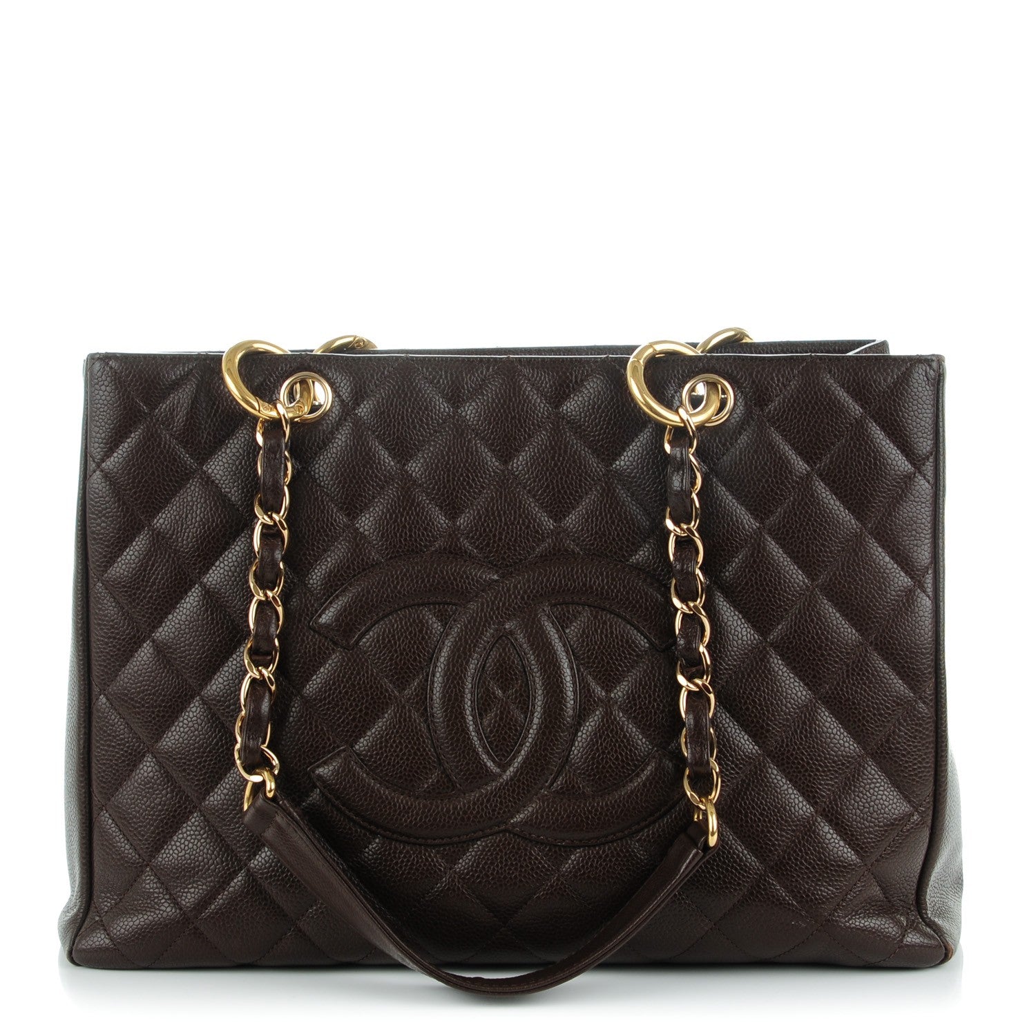 Chanel Caviar Quilted Grand Shopping Tote GST Dark Brown 1 of 7