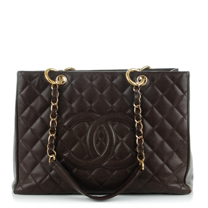 Chanel Caviar Quilted Grand Shopping Tote GST Dark Brown 1 of 7