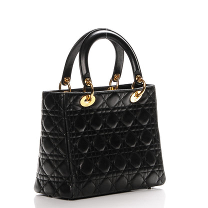 Christian Dior Lambskin Cannage Medium Lady Dior Black 3 of 6