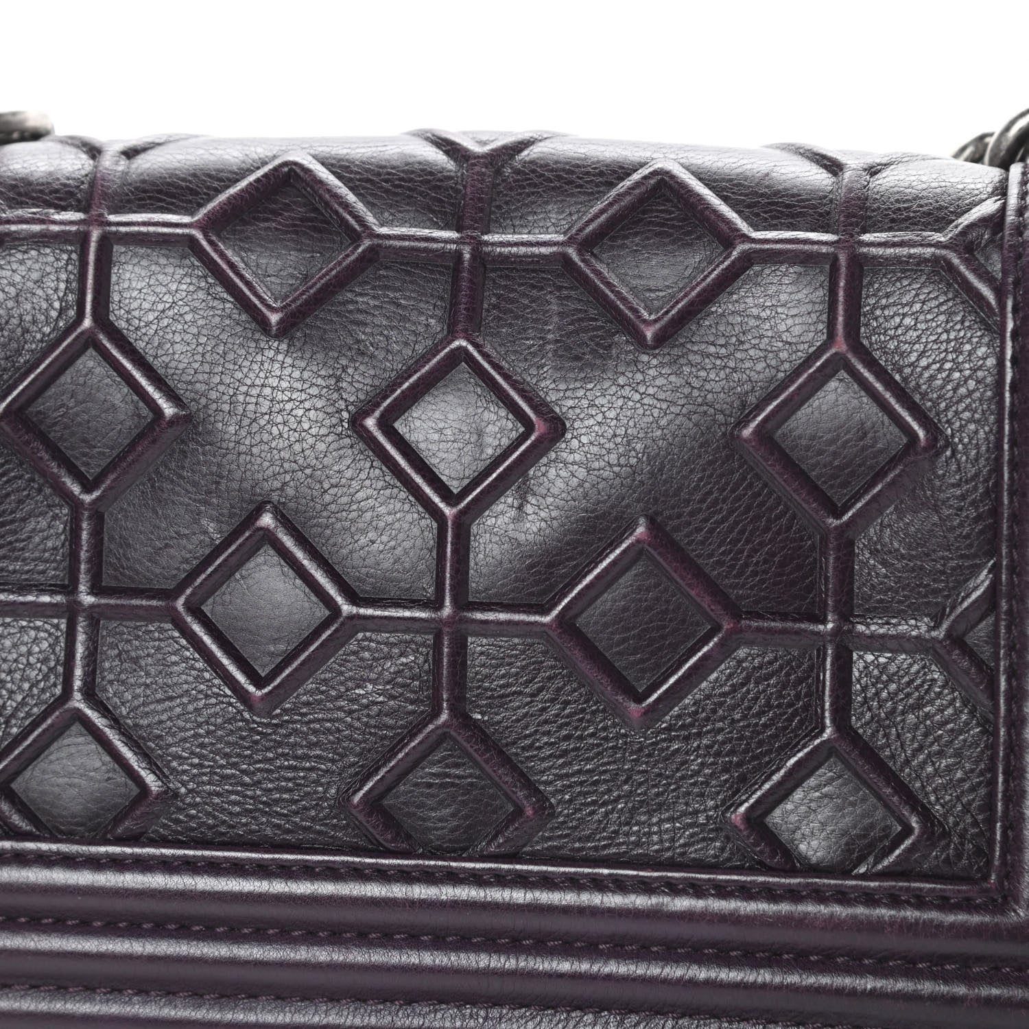 Chanel Calfskin Crystal Embossed Small Boy Flap Plum 15 of 15