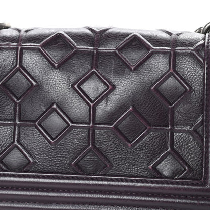 Chanel Calfskin Crystal Embossed Small Boy Flap Plum 15 of 15