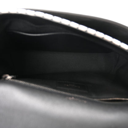 Saint Laurent Cotton Canvas Striped Vintage Calfskin Monogram Medium Niki Chain Satchel Beige Black 5 of 10